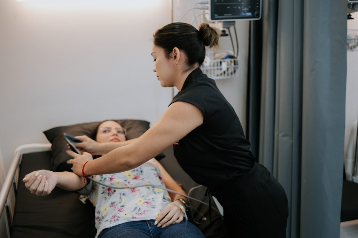 Nurse caring for a patient